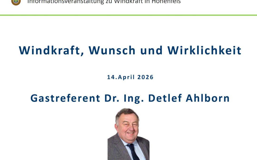 Vortrag: Windkraft, Wunsch und Wirklichkeit